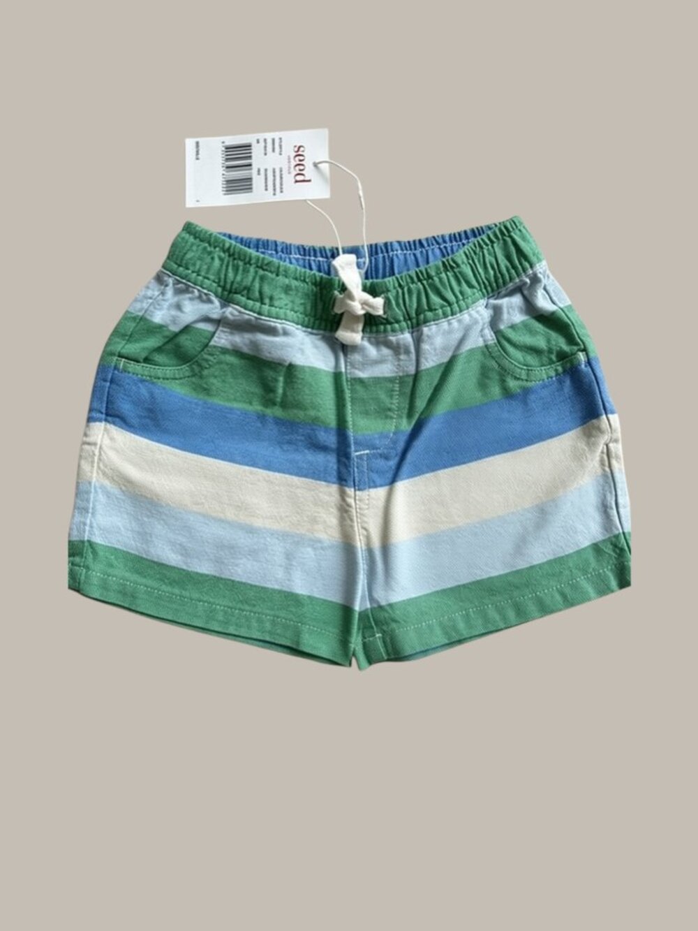 NWT Seed Heritage Toddler Boy Chambray Stripe Cotton Shorts Size 2